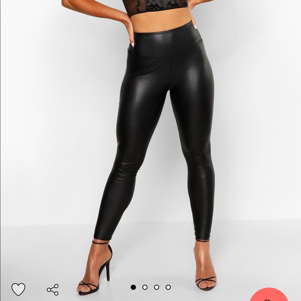 High Waist Leather Look Stretch Leggings